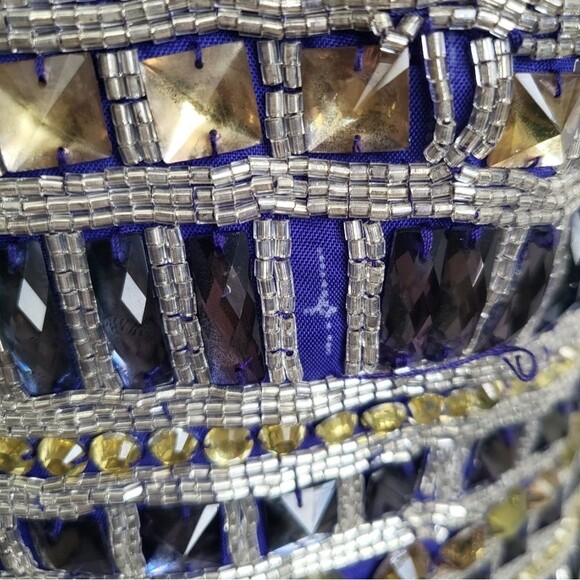 Sherri Hill Purple Rhinestone Strapless Chiffon Mini Gown Dress Size 12 - Picture 5 of 16